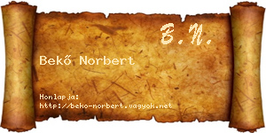Bekő Norbert névjegykártya